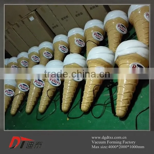 Customized plastic advertising ice cream light by vacuum forming