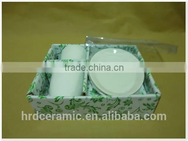 2014 new design 2pcs white cup and dish/porcelain set