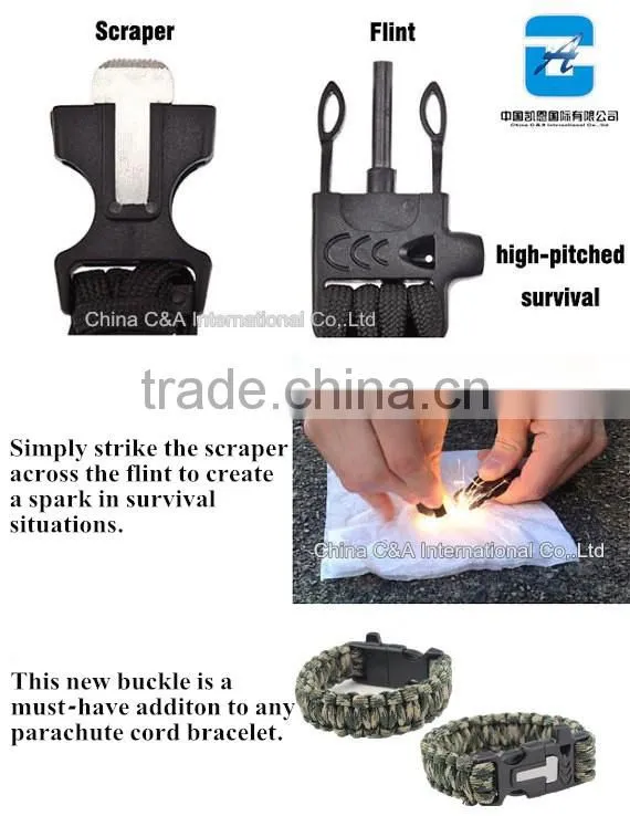 Paracord Bracelet Survival Gear Kit with Embedded Compass, Fire Starter, Emergency Knife & Whistle Survival Bracelet