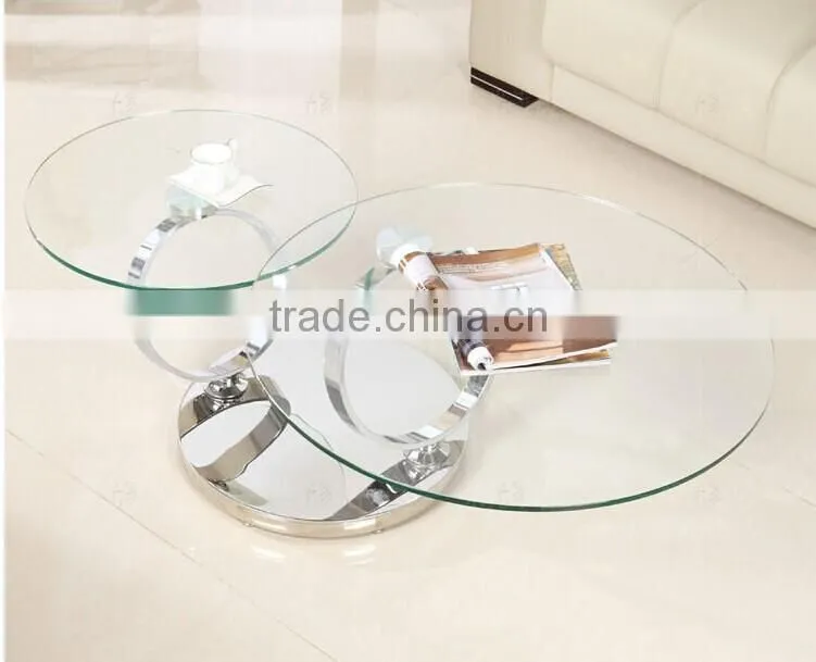 C8041 movable swivel glass coffee table models for home using
