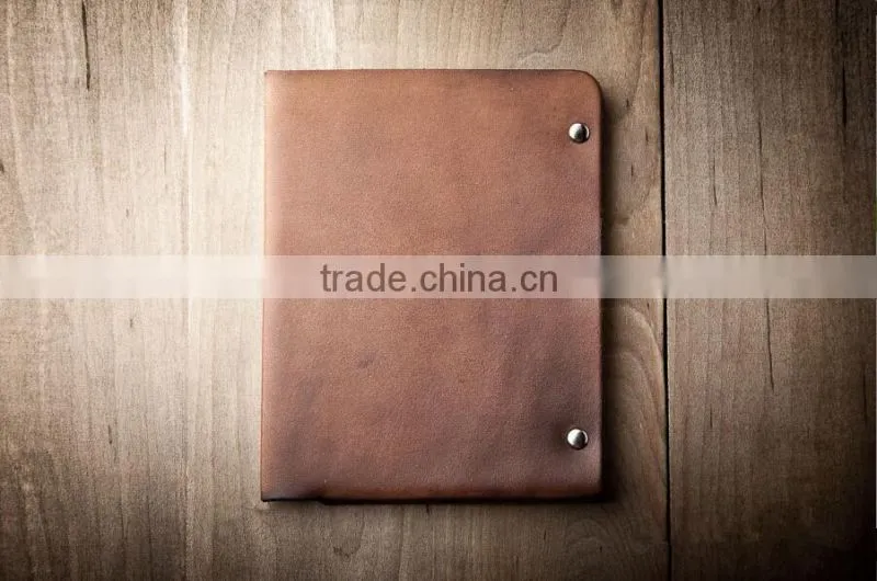 Dark brown genuine cow hide leather holder for passport