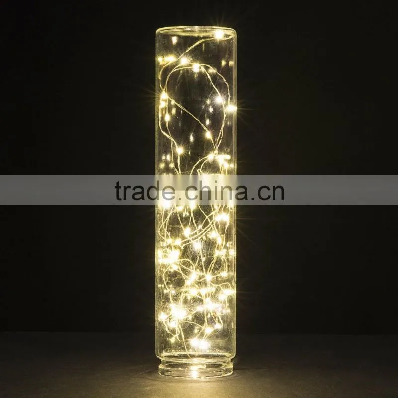 Desktop glass terrarium decorative warm white led string light