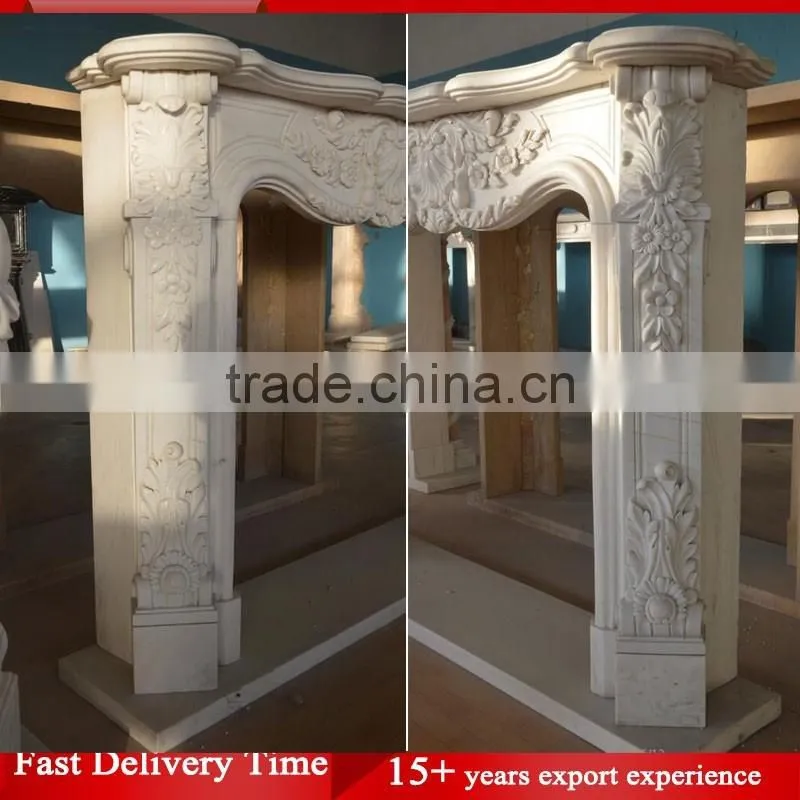 Supplying Wall Yellow Marble Stone Decorative Fireplace