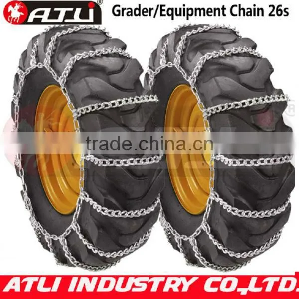 Quick mounting twist link V-Bar grader tire chain