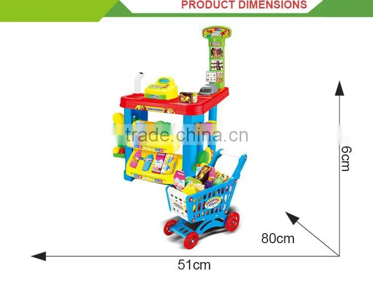 Hot sale kids play shopping cart trollry set supermarket toys