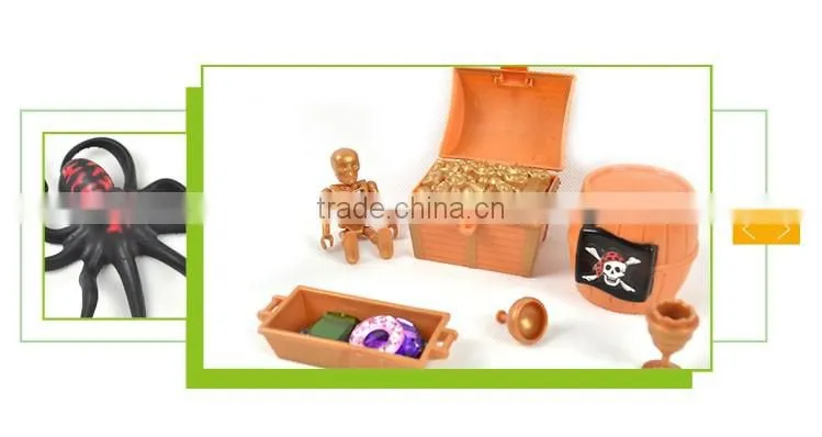Children pretend toy plastic mini pirate ship set