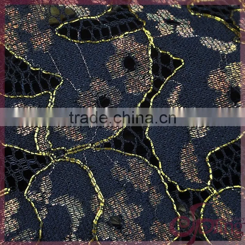 Jacuqard floral design metallic wholesale swiss lace fabric for dress/ tops