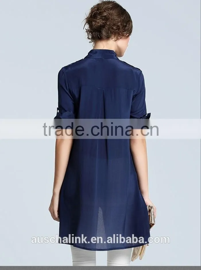 new arrival navy fashion ladies long shirt designs customized