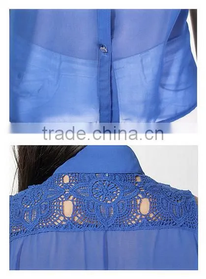 New Design Sleeveless See Through Royal Chiffon Tops