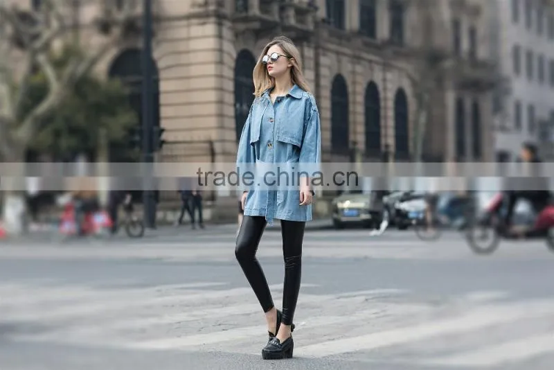 Demin coat jacket for women fashion design for ladies women's washed jean jacket for young ladies