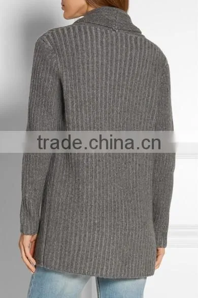 Ladies 2017 new style classic design Ribbed long Knitted Sweater cashmere oversized cardigan