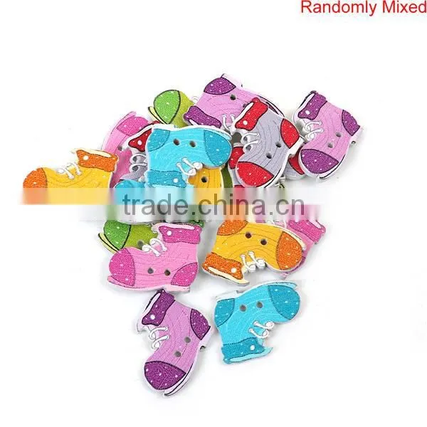 Wholesale Scrapbooking 2 Holes Shoes At Random Wood Sewing Buttons