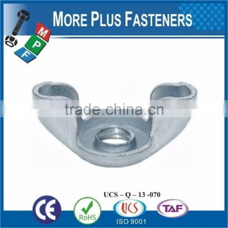 Made in Taiwan Brass Plated Coarse Thread Zinc Plating Steel Stamped Wing Nut