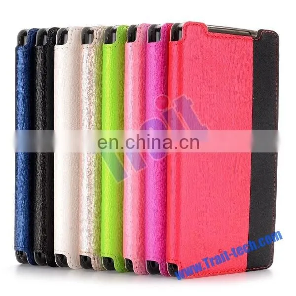 Noble Cross Pattern Flip Stand Waterproof Case for Sony Xperia Z Z2 D6502 D6503 D6543 with Card Slot