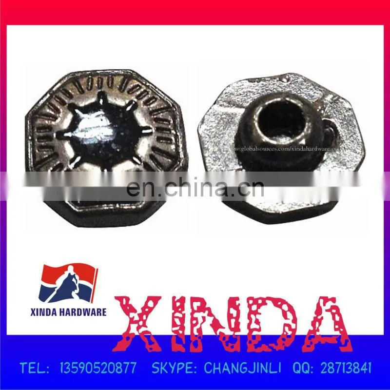 11mm Octagonal Metal Jeans Studs for Garments, Bags and Hats, Factory Price