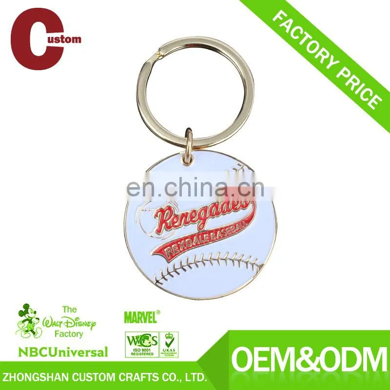 Promotional custom metal baseball team logo shaped key chains