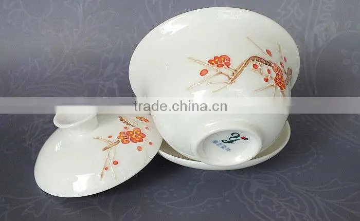 Flower Porcelain Gongfu Teacup Gaiwan 120ml,tureen