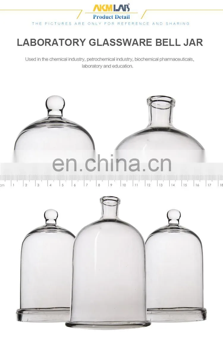AKMLAB Laboratory Glass Dome Bell Jar With Ground-in Glass Stopper