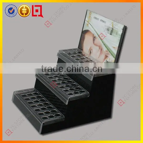 2015 Professional 6 tier clear wall mounted acrylic nail polish display rack/stand COS034