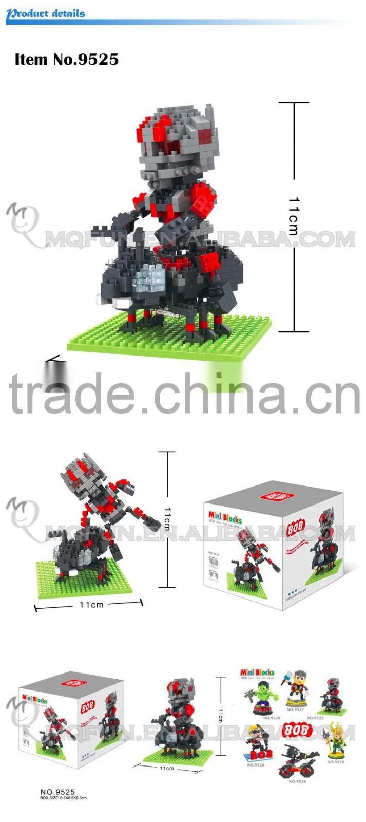 Mini Qute BOB 10 styles kawaii 3D avenger super hero plastic kids figures diamond building blocks brick model educational toy