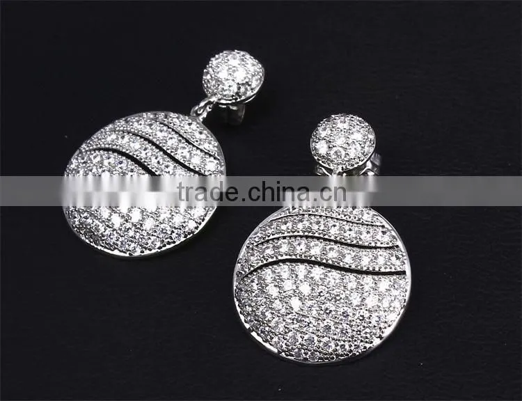 Cubic Zirconia Deluxe Classic Look Round Pendant Women Set Jewelry Wholesale
