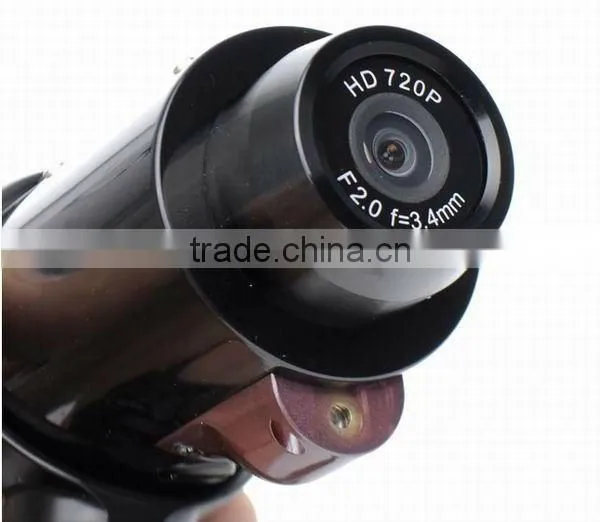 Creative design weatherproof and 10M underwater workable 720p hd diving/ski helmet camera with 120 degre viewing angle