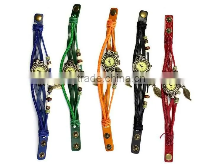 Cheap Leather Strap Quartz Watch Vintage Lady Wrist Watch Women
