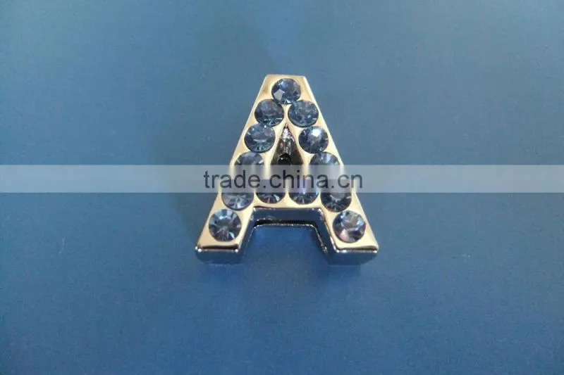 Zinc Alloy 18mm Slide Letters with Light Blue Rhinestones