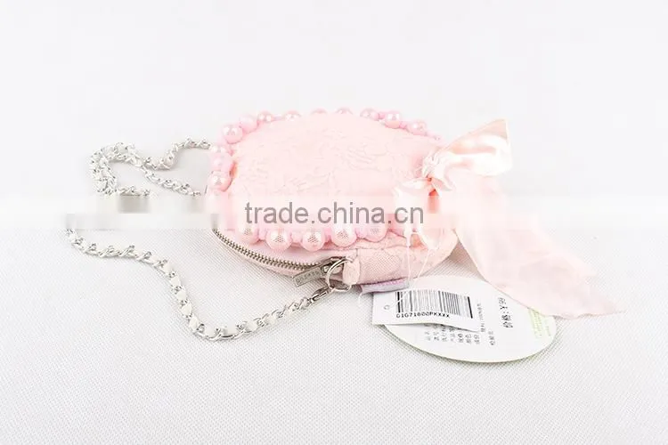 2015 Fast Shipment Sling bag baby girls coin purse girl lace pearls princess handbag