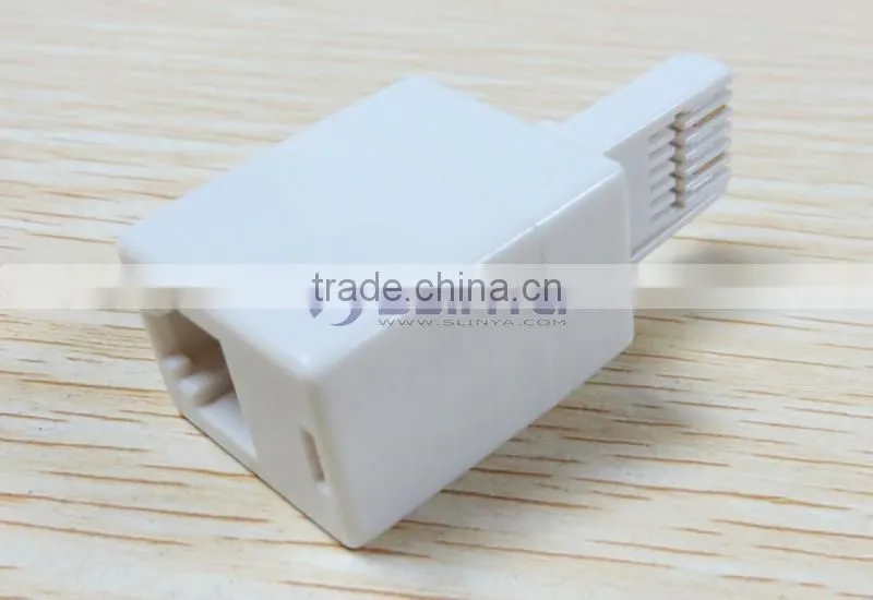 BT Male UK Plug to 6P4C RJ11 US Telephone Socket Cable Connector