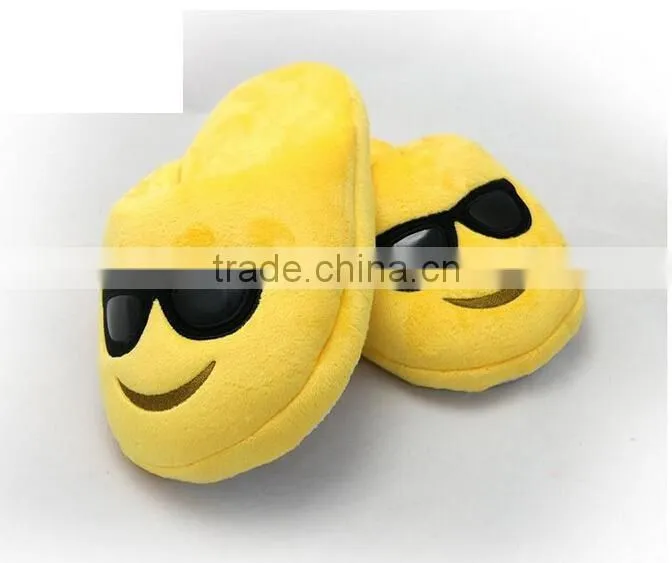 FREE SAMPLE - CHEAP FACTORY CUSTOM EMOJI LSIPPER, PLUSH EMOJI YELLOW SLIPPERS, EMOJI SHOES FOR SALE