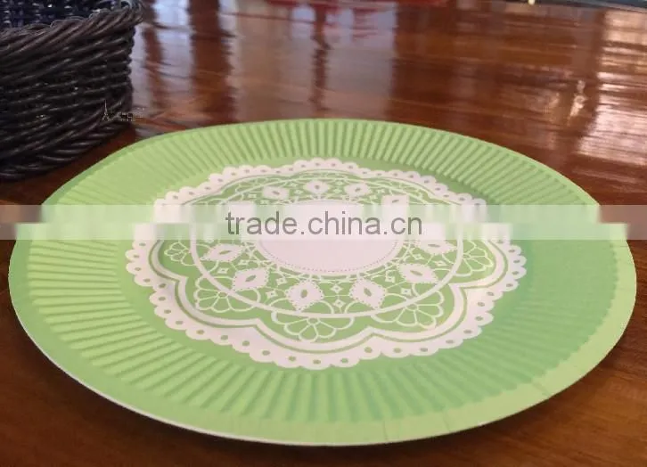 New Products 2015 Lace Pattern Party Theme Round Paper Plates for Party Supplies