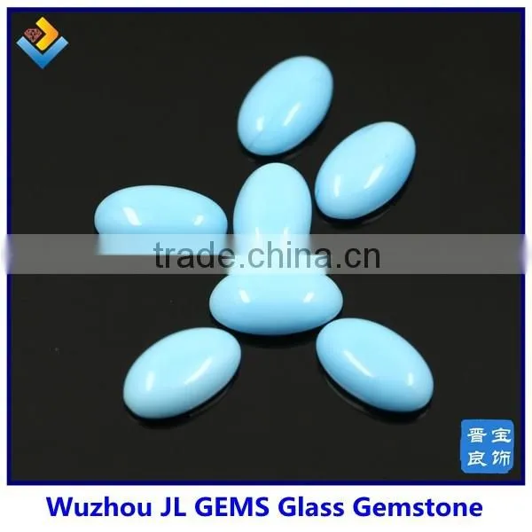 Oval cabochon stone with milky blue glass gemstone for making necklace and bracelet