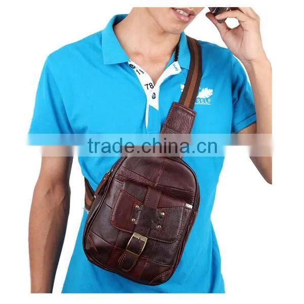Wholesale Drop Shipping Vintage 100% Genuine Leather Cowhide Men Chest Bag Small Shoulder Cross Body Messenger Bag Bags For Men