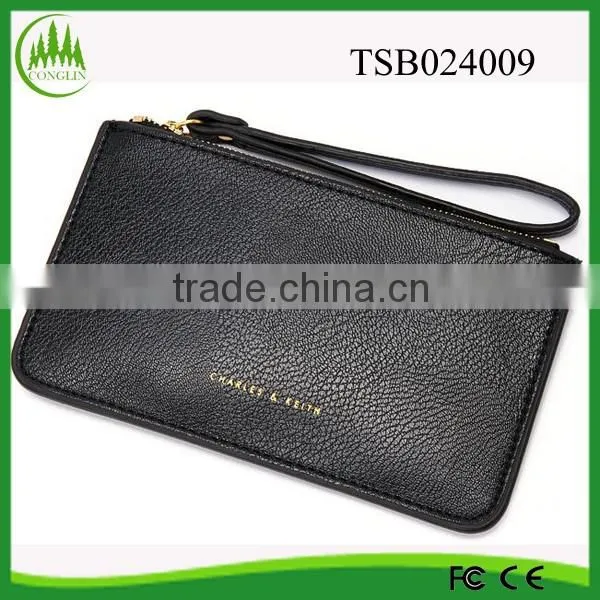2016 popular ladies simple color zip purse