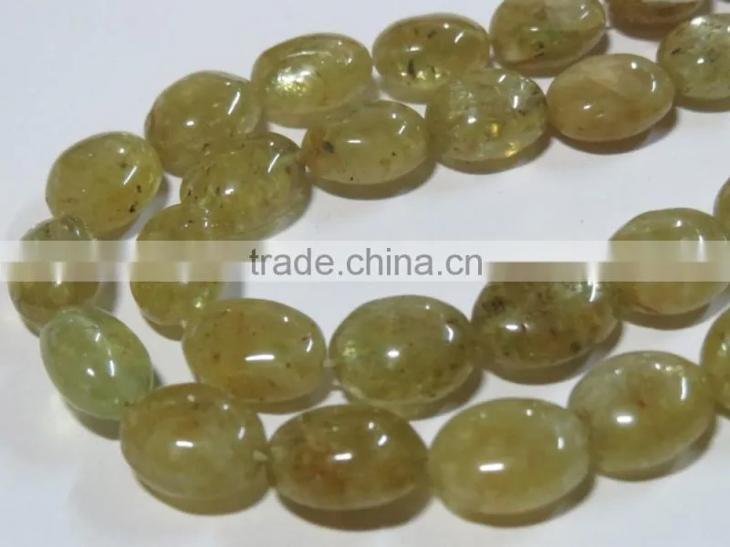 RARE Natural Chrysoberyl Cat's Eye oval stone bead necklace