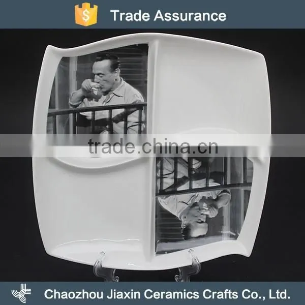 Latest retro decal design ceramic four-part snack tray