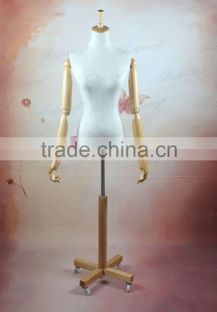 dummy torso female mannequin with wood arms