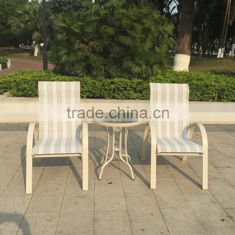 2015 wholesale Outdoor Garden Patio Modern Aluminum Frame Sling Bistro Table and Chair
