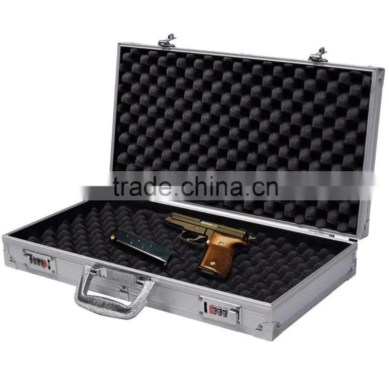 18.5" Aluminum Framed Locking Gun Pistol HandGun Lock Box Hard Storage Carry Case