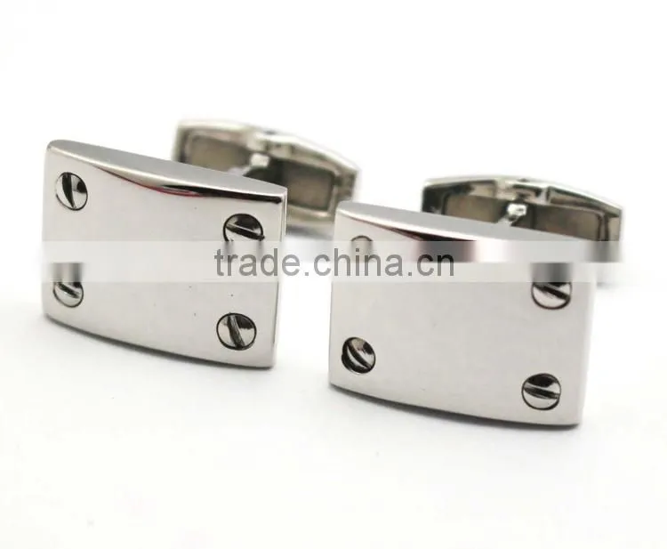 Stainless Steel Silver rectangle personalized cool cufflinks for men