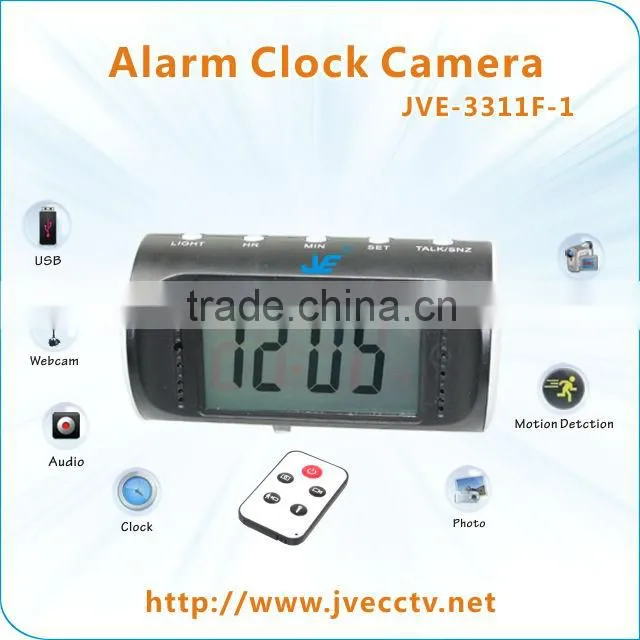JVE-3311F-1 HD 640*480p Multifunction Portable Clock Camera 30fps Motion detection Table Clock pc camera U disc Pocket Clock