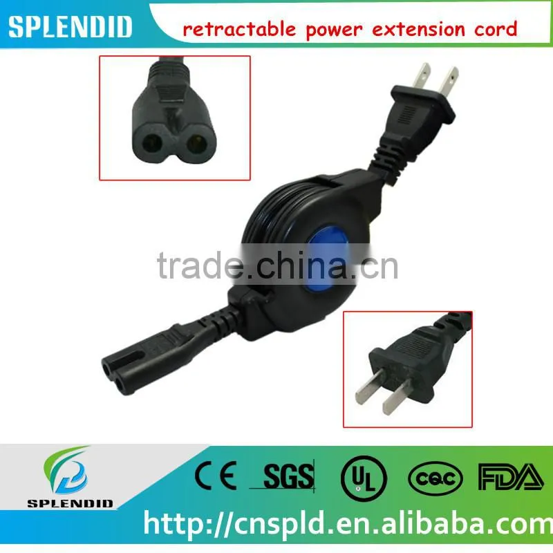 Retractable 2 prong AC power cord cable connector adapter laptop HP DELL