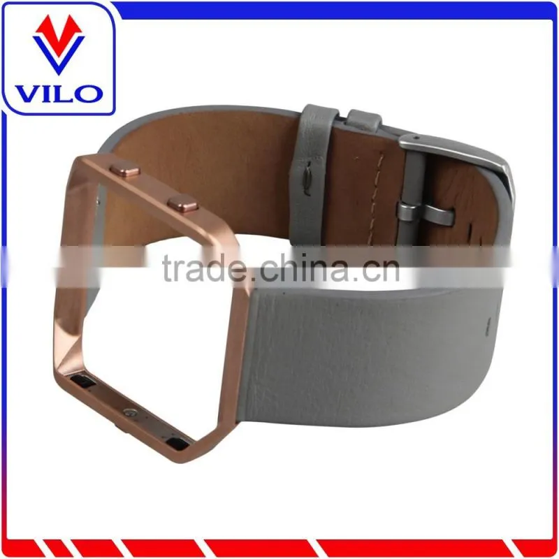 Excellent Quality 2016 Luxury Genuine Leather Watch Replacement Band Wrist Strap + Metal Frame For Fitbit Blaze Smart Watch