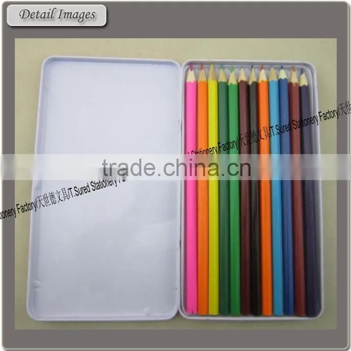 12 Pieces Promotional Color Pencil Set with Tin Box