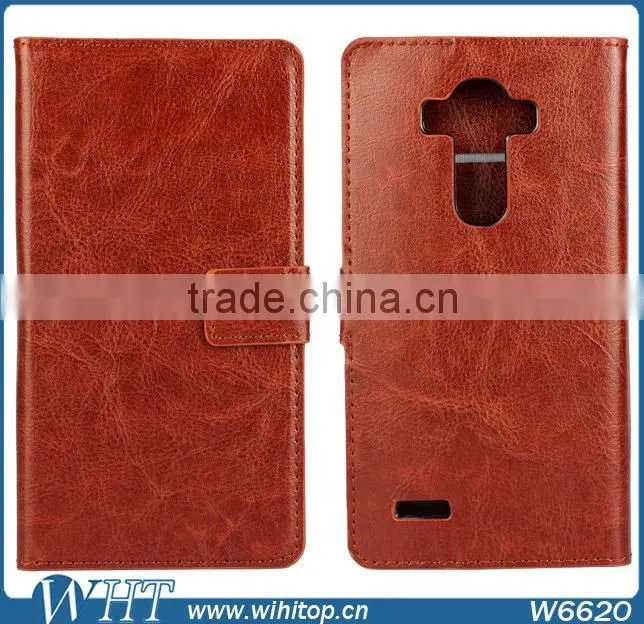 Wallet Style Magnetic Buckle Flip Cover Stand PC+PU Leather Case for LG G4