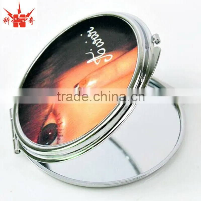 Luxury Oval Silver Pocket Mirror With Push Button Clasp Mirror