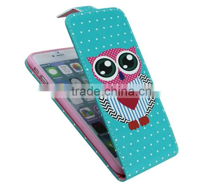 2015 Newest Owel Printings Phone Case Lift Flip Leather Case With Card Slot For iPhone 6