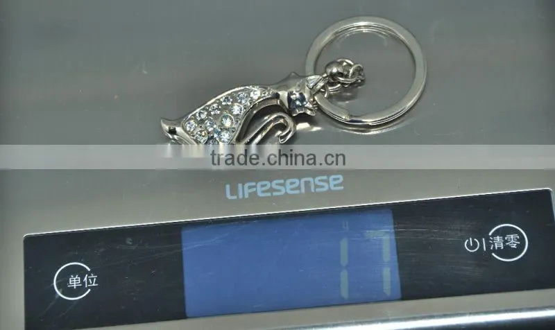 Fashion Crystal cat keychain and crystal beaded animal keychain