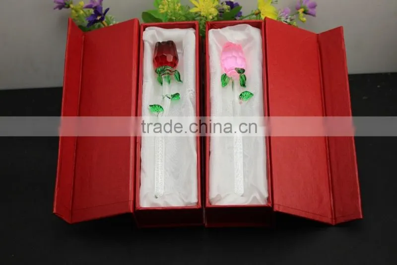 2016 Latest Design Romantic Crystal Rose Flower for Wedding Favors 160*25mm red /pink hot selling